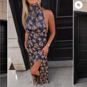 Elegant Backless Floral Dress